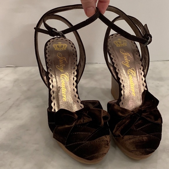 Juicy Couture Shoes - Juicy Couture Brown Velvet and Suede Wedge Shoes